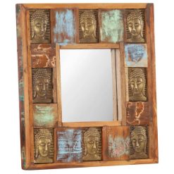 Bon marché ???? VIDAXL Miroir Avec Revetement Bouddha 50x50 Cm Bois De Recuperation ????