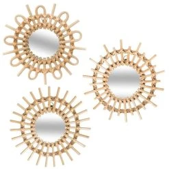 Budget ⭐ ATMOSPHERA Lot De 3 Miroirs Rotin Soleil D28 👏