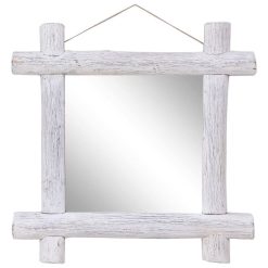 Budget ???? VIDAXL Miroir A Buches Blanc 70x70 Cm Bois De Recuperation Massif ????