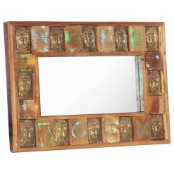 Meilleur prix ✨ VIDAXL Miroir Avec Revetement Bouddha 80x50 Cm Bois De Recuperation ????