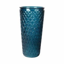 Tout neuf ???? Paris Prix Vase Déco En Verre Relief Losange 23cm Bleu Indigo ????