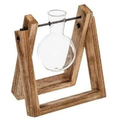 ATMOSPHERA Shop 32 Acheter ❤️ Soliflore Design Bois & Verre Vinta 16cm Naturel 😍