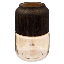 Meilleur prix ???? Vase Design En Bois & Verre Sublima 23cm Ambre ????