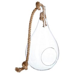 Promo ???? Vase Suspendu & Corde Goutte 39cm Transparent ????