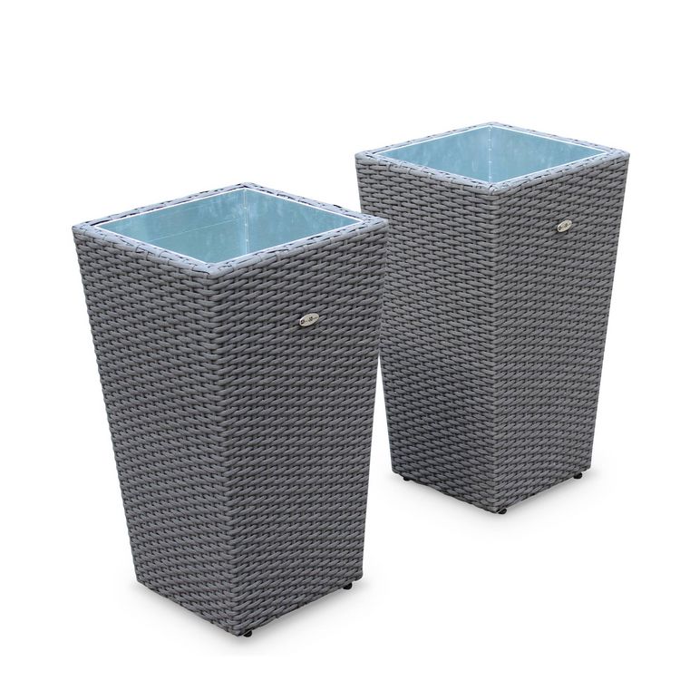 Vente flash ???? Lot De 2 Pots De Fleurs, Cache Pot En Résine Tressée E, Vases De 60cm ???? 3 Vente flash ???? Lot De 2 Pots De Fleurs, Cache Pot En Résine Tressée E, Vases De 60cm ????