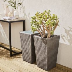 Alternative view of Vente flash ???? Lot De 2 Pots De Fleurs, Cache Pot En Résine Tressée E, Vases De 60cm ????