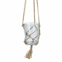 Vente flash ???? Paris Prix Pot En Verre Suspendu Chanvre 13cm Bleu Ciel ????