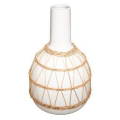 Meilleure vente ???? Vase Design En Céramique Rotin 28cm Blanc ????