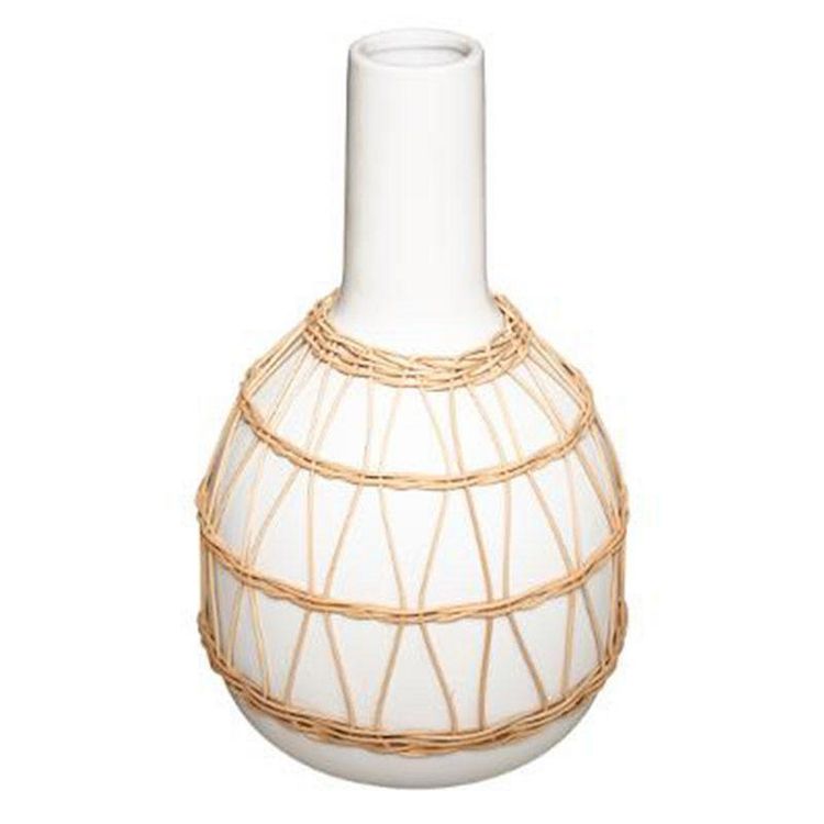 Meilleure vente ???? Vase Design En Céramique Rotin 28cm Blanc ???? 3 Meilleure vente ???? Vase Design En Céramique Rotin 28cm Blanc ????