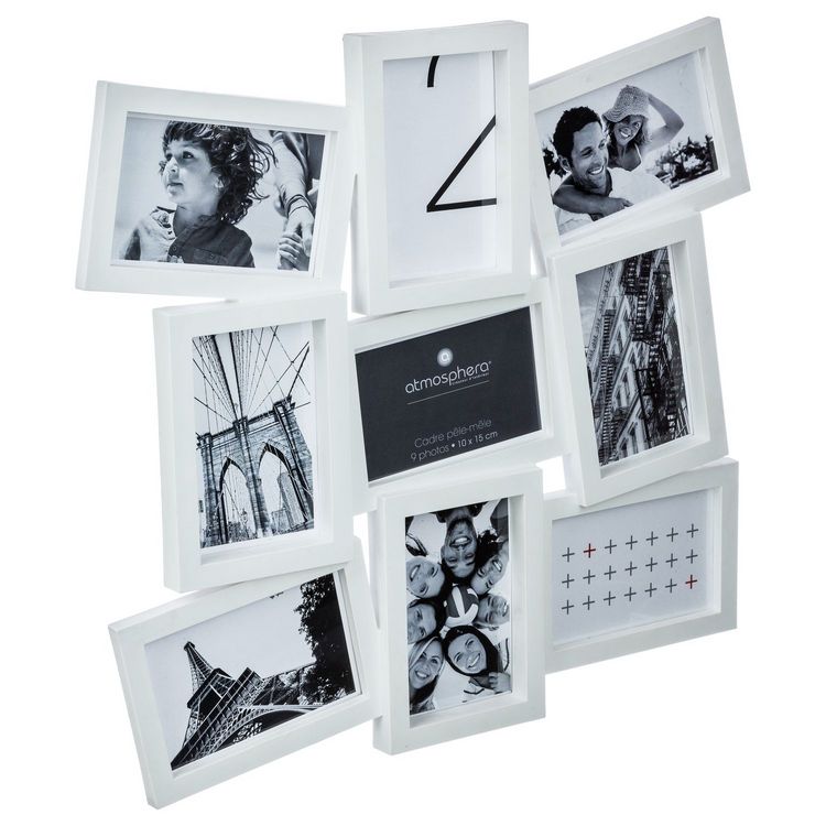 Promo ???? ATMOSPHERA Pêle-mêle 9 Photos Evy - 48 X 46 Cm - Blanc ???? 4 Promo ???? ATMOSPHERA Pêle-mêle 9 Photos Evy - 48 X 46 Cm - Blanc ???? – Image 2