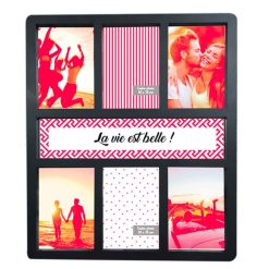 Coupon ???? SUD TRADING Pêle-mêle 6 Photos La Vie Est Belle - 50 X 43 Cm - Noir ????
