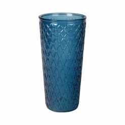 Meilleur prix ???? Paris Prix Vase Déco En Verre Relief Losange 30cm Bleu Indigo ????