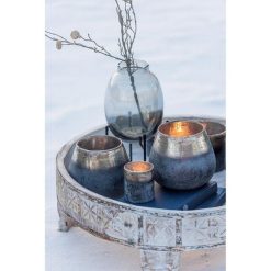 Alternative view of Tout neuf ???? Paris Prix Vase Sur Pied Bord Irrégulier 40cm Gris & Noir ✔️