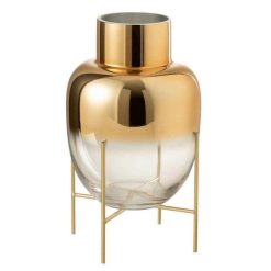 Offres ???? Paris Prix Vase Cylindrique Sur Pied Arnaud 38cm Or ????