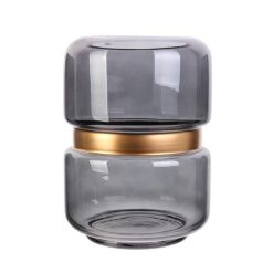 Coupon ???? Paris Prix Vase Déco En Verre Cerclage 20cm Gris & Or ✨