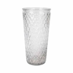 Offres ???? Paris Prix Vase Déco En Verre Relief Losange 23cm Transparent ????