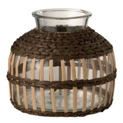Sortie ???? Paris Prix Vase Rond Design Corde & Verre 27cm Transparent ????