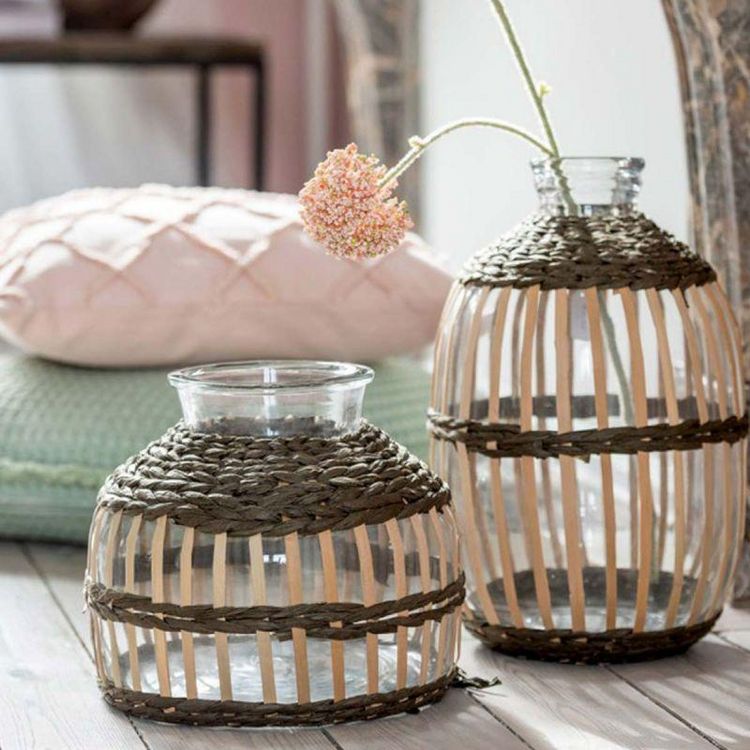 Sortie ???? Paris Prix Vase Rond Design Corde & Verre 27cm Transparent ???? 4 Sortie ???? Paris Prix Vase Rond Design Corde & Verre 27cm Transparent ???? â Image 2