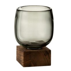 Grosses soldes ❤️ Paris Prix Vase Rond Design Socle 14cm Gris & Marron ????