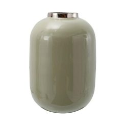 Vente flash ???? Paris Prix Vase Rond Déco Polko 25cm Menthe & Argent ✔️