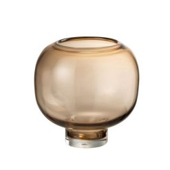 Budget ???? Paris Prix Vase Rond En Verre Pied 20cm Marron ✔️