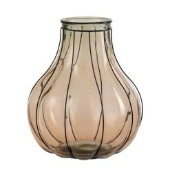 Meilleure affaire ???? Paris Prix Vase Design En Verre Fusion 38cm Taupe ⌛