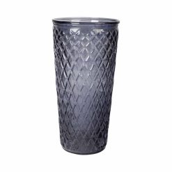 Grosses soldes ⭐ Paris Prix Vase Déco En Verre Relief Losange 23cm Gris Foncé ????