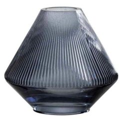 Offres ???? Paris Prix Vase Design En Verre Lisa Nervures 18cm Bleu ????