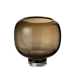 Coupon ???? Paris Prix Vase Rond En Verre Pied 24cm Marron Foncé ⌛