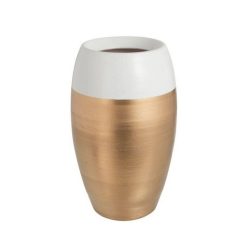 Vente flash ???? Paris Prix Vase Design Bord Terre Cuite 30cm Blanc & Or ????