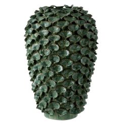 De gros ✔️ Paris Prix Vase Design Feuilles Céramique 31cm Vert ⌛