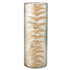 De gros ???? Paris Prix Vase Design En Verre Golden Leaf 42cm Or ????