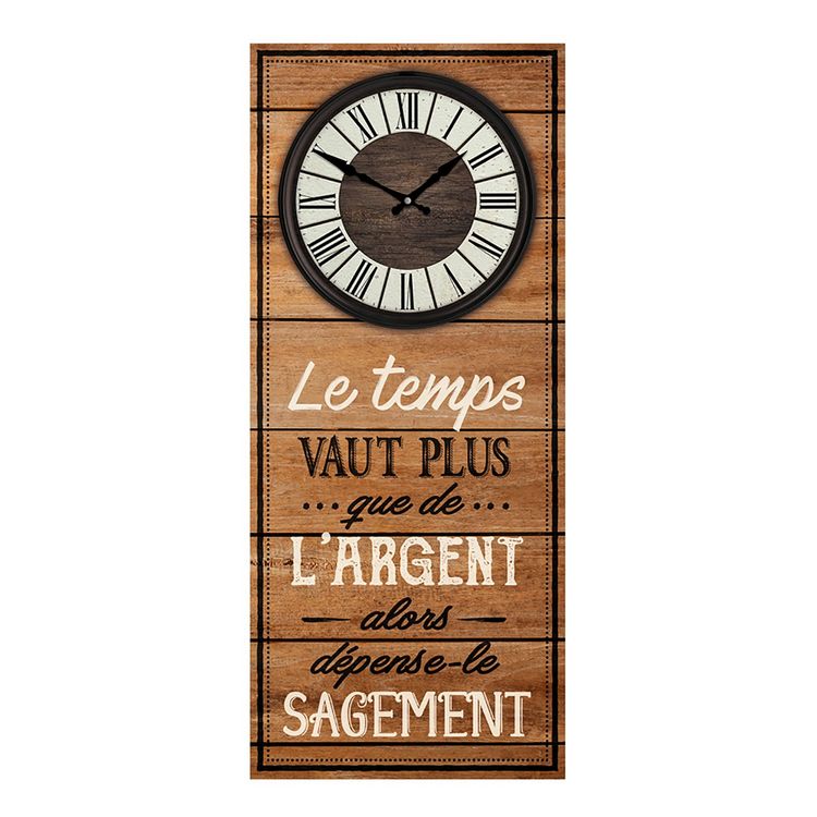 SUD TRADING Pendule murale rectangulaire Le temps vaut plus - 30 x 70 cm - Marron Sortie ???? SUD TRADING Pendule Murale Rectangulaire Le Temps Vaut Plus - 30 X 70 Cm - Marron ???? -ATMOSPHERA Shop unnamed file 3202