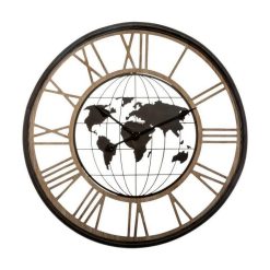 Bon marché ✔️ Pendule Ronde En Métal Monde 67cm Naturel ????