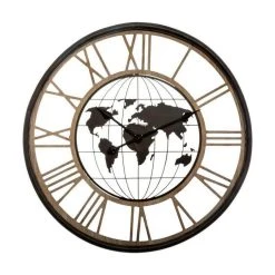 Bon marché ✔️ Pendule Ronde En Métal Monde 67cm Naturel 🥰