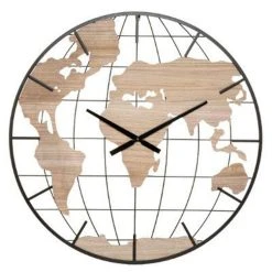 Le moins cher 🌟 Horloge Murale Design Monde 90cm Naturel 🛒