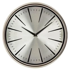 Promo 😍 Horloge Murale Design Verre Bombé 30cm Argent 🛒