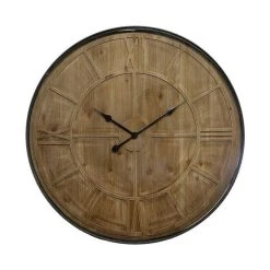 Nouveau 😉 Pendule Ronde En Métal & Bois Alia 80cm Naturel 🧨