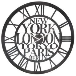 Offres 🔔 Horloge Murale Vintage Ville 60cm Métal Noir 🔔