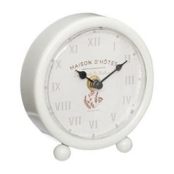 Acheter ✨ Pendule à Poser En Métal Poésie 12cm Blanc ????