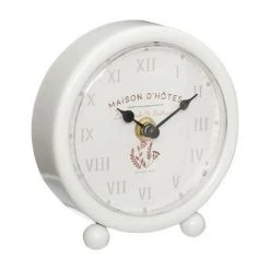 Acheter ✨ Pendule à Poser En Métal Poésie 12cm Blanc 🔥