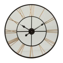 Sortie ⌛ Paris Prix Horloge Murale Chiffre Romains Miroir 70cm Noir ????