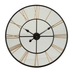 Sortie ⌛ Paris Prix Horloge Murale Chiffre Romains Miroir 70cm Noir 😀