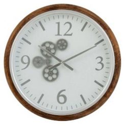Remise ???? Paris Prix Horloge Murale Ronde Engrenage 52cm Blanc ????