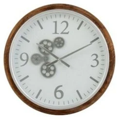 Remise 🛒 Paris Prix Horloge Murale Ronde Engrenage 52cm Blanc 😀