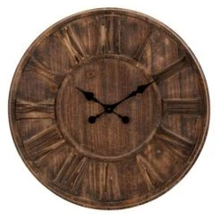 Grosses soldes 🛒 Paris Prix Horloge Murale Bois Chiffres Romains 60cm Naturel 💯