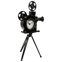 Tout neuf ???? Pendule à Poser Design Métal Camera 53cm Noir ⭐