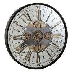 Bon marché ⭐ Paris Prix Horloge Murale Chiffres Romains Miroir 78cm Noir 🛒