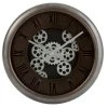 Remise 👍 Paris Prix Horloge Murale Ronde Engrenage 52cm Marron & Argent 🛒
