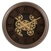 De gros ???? Paris Prix Horloge Murale Ronde Engrenage 52cm Marron & Or ????